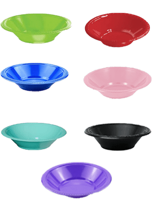 colourful plastic bowls