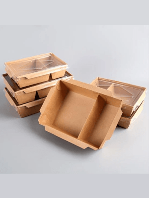 2 portion kraft tray