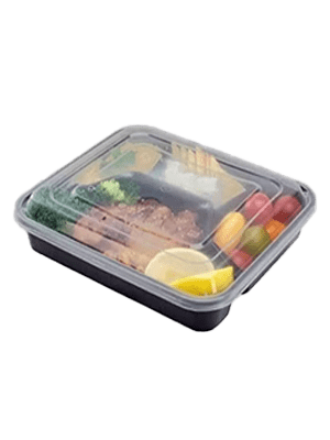 4 compartments container with lid