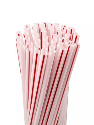 Plastic Drinking Red Striped Jumbo Straw