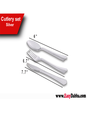 Silver plastic cutlery